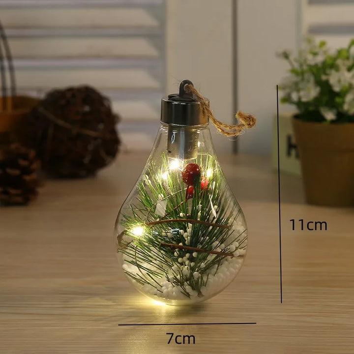 BowLift | LumiLeaf LED Light Orb with Leaves | Transparent Decorative Light with Warm Sparkle | Battery Operated & Hangable | For Weddings, Christmas & Living Room