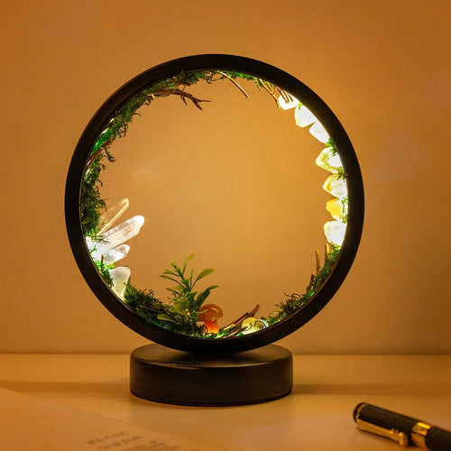 BowLift | Elegant night light - Round frame - Green crystals - Chic decoration