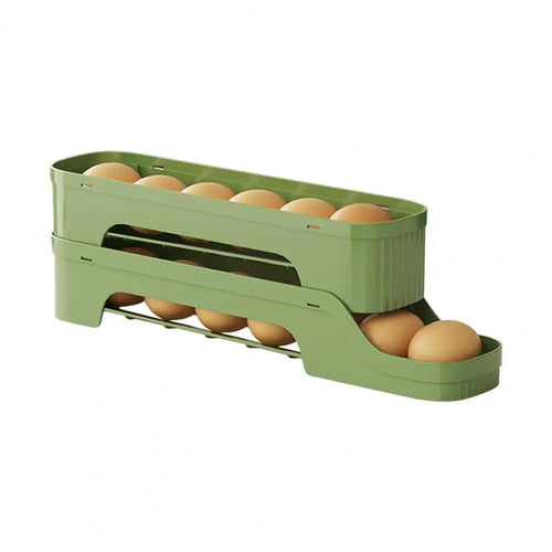 BowLift | Egg Box RolloMaxx | 4-Tier Egg Organizer | Space-Saving & Self-Rolling | Transparent Design