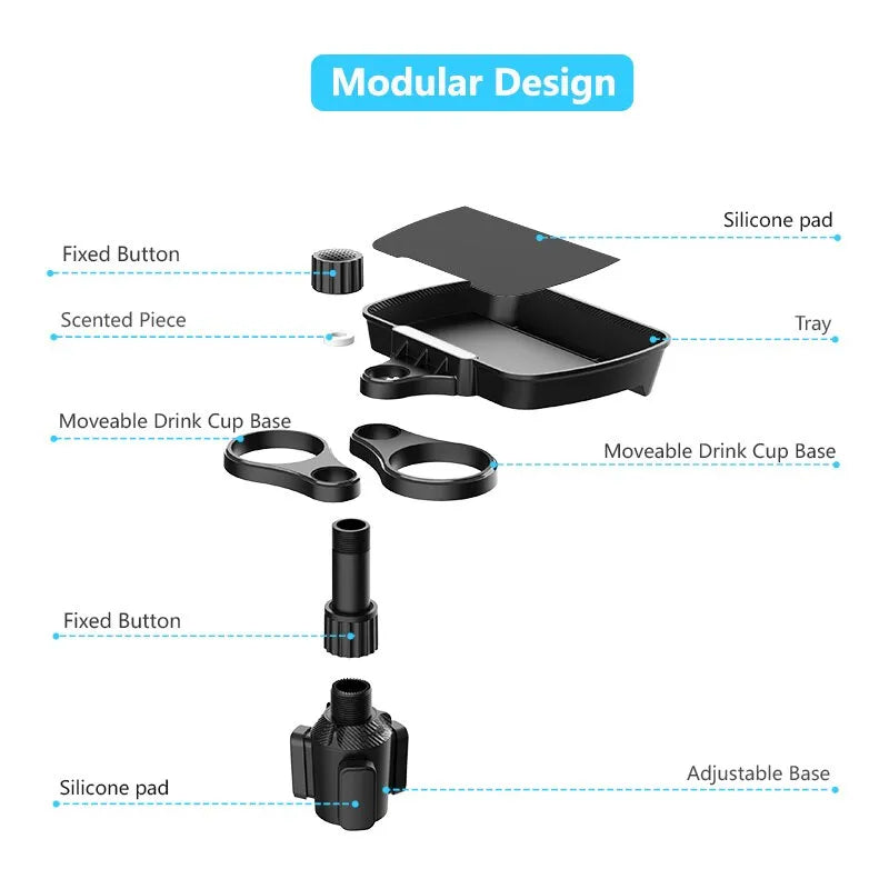 BowLift | Expandable Multifunctional Car Snack Table Cup Holder