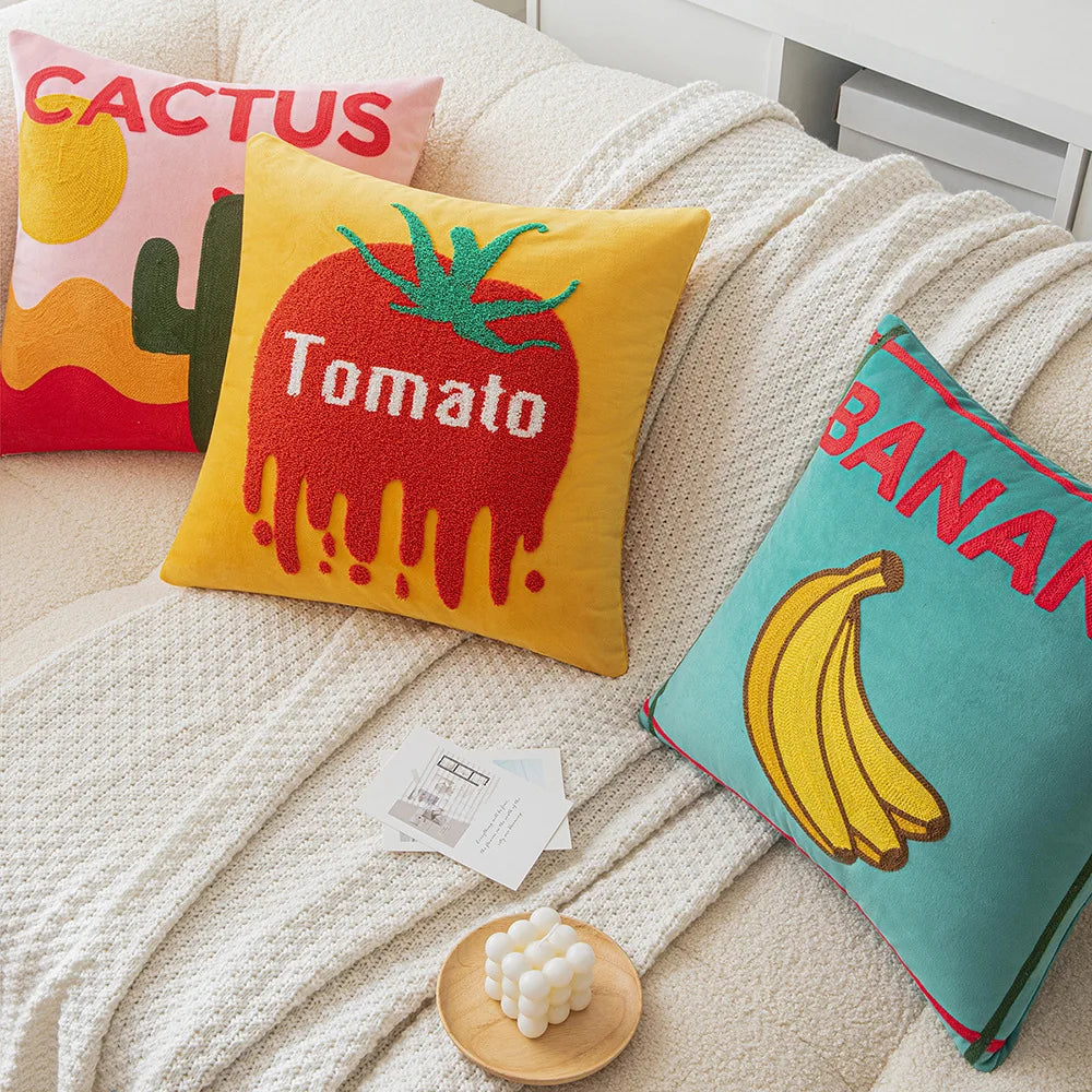 Fruit Embroidered Cushion Cover | Bowlift