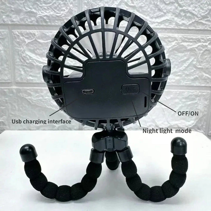 Rechargeable Baby Stroller Fan: Handheld USB Bladeless Mini Ventilator - Silent Cooling for Outdoor Use, Neck and Table Fan | Bowlift