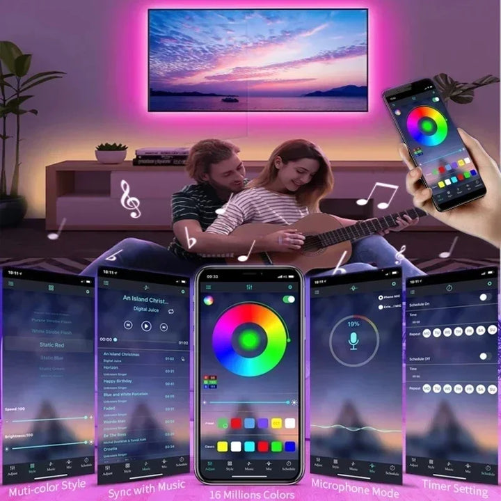 BowLift | RGB 5050 LED Strip Light with Remote Control & App Control - USB-powered