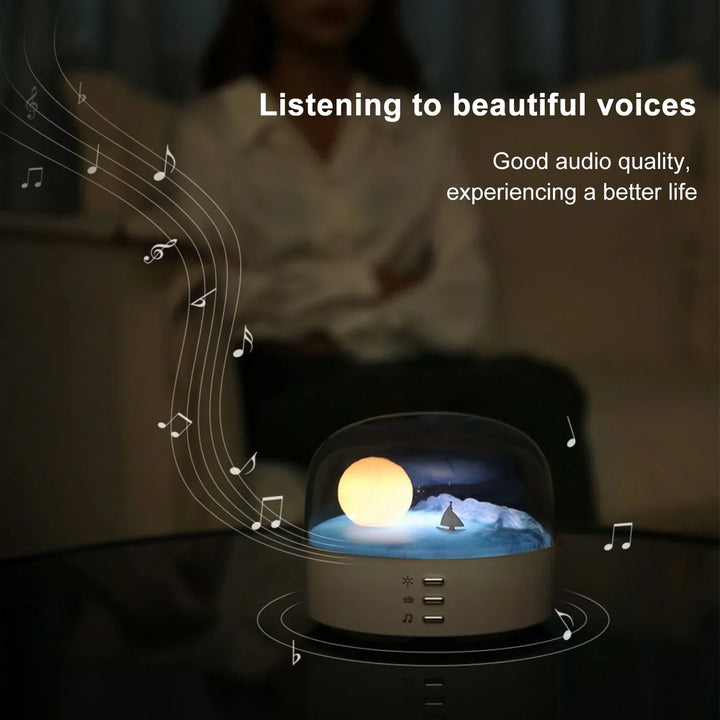 3D Mysterious Moon LED Night Light Speaker | Bowlift