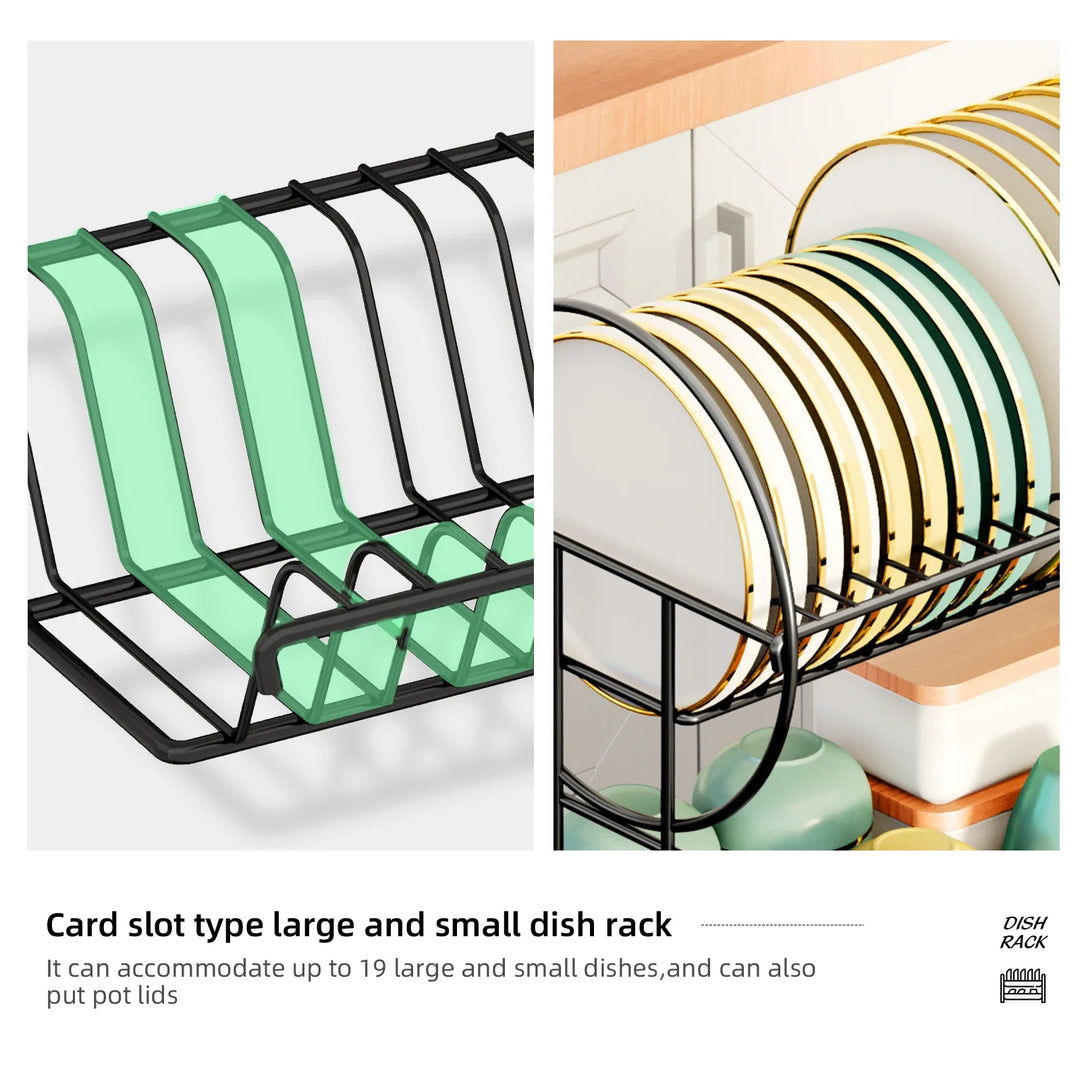 BowLift | 2-Tier Dish Drying Rack with Drainboard & Cutlery Holder – Aria