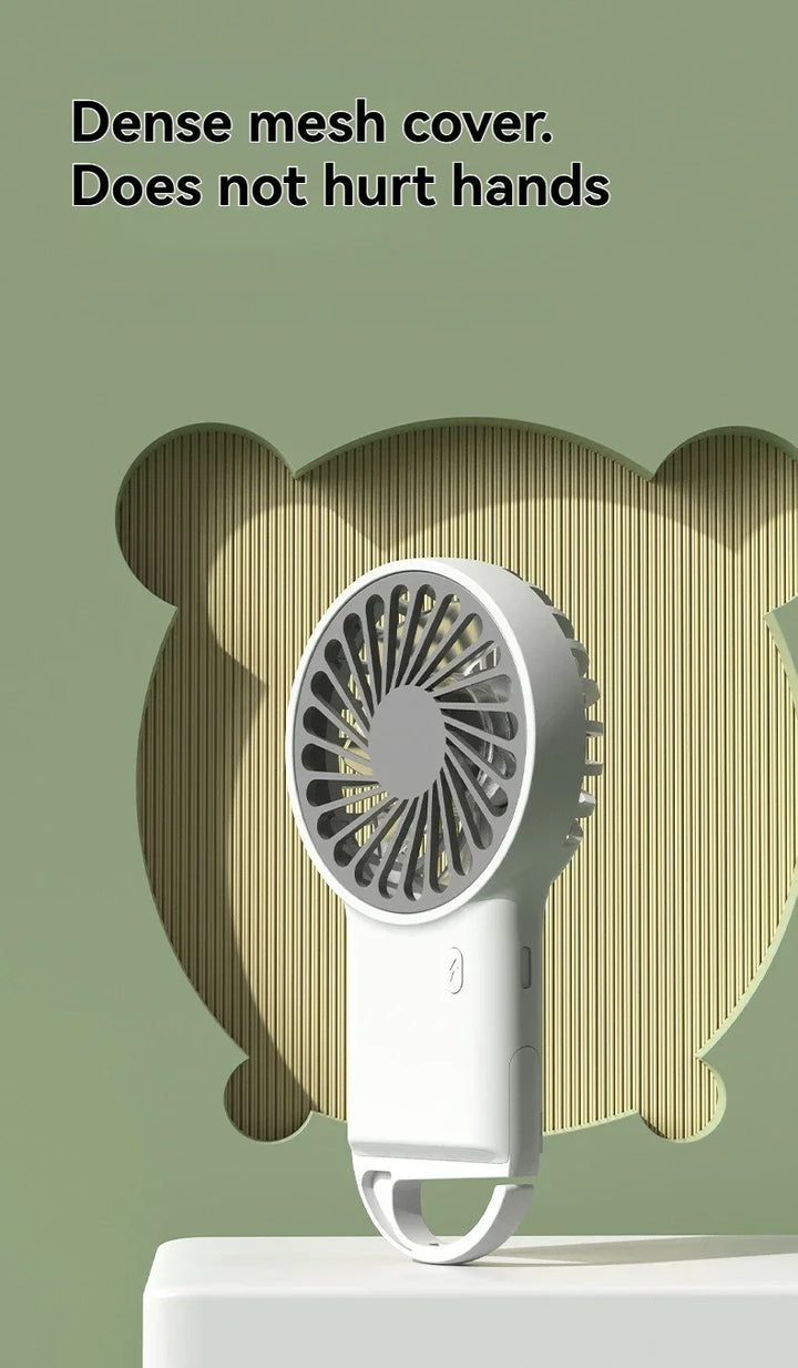 New Foldable USB Rechargeable Mini Fan | Handheld Desktop Fan with Cartoon Design & Hook for Outdoor, Home & Office Use | Bowlift