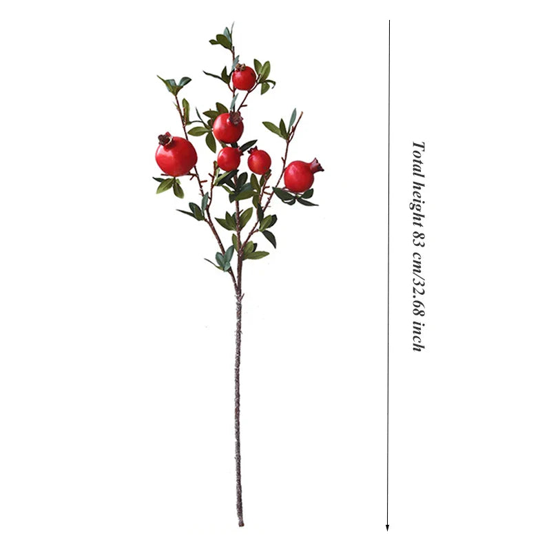 6-Piece Artificial Pomegranate Fruit Branch with Leaves