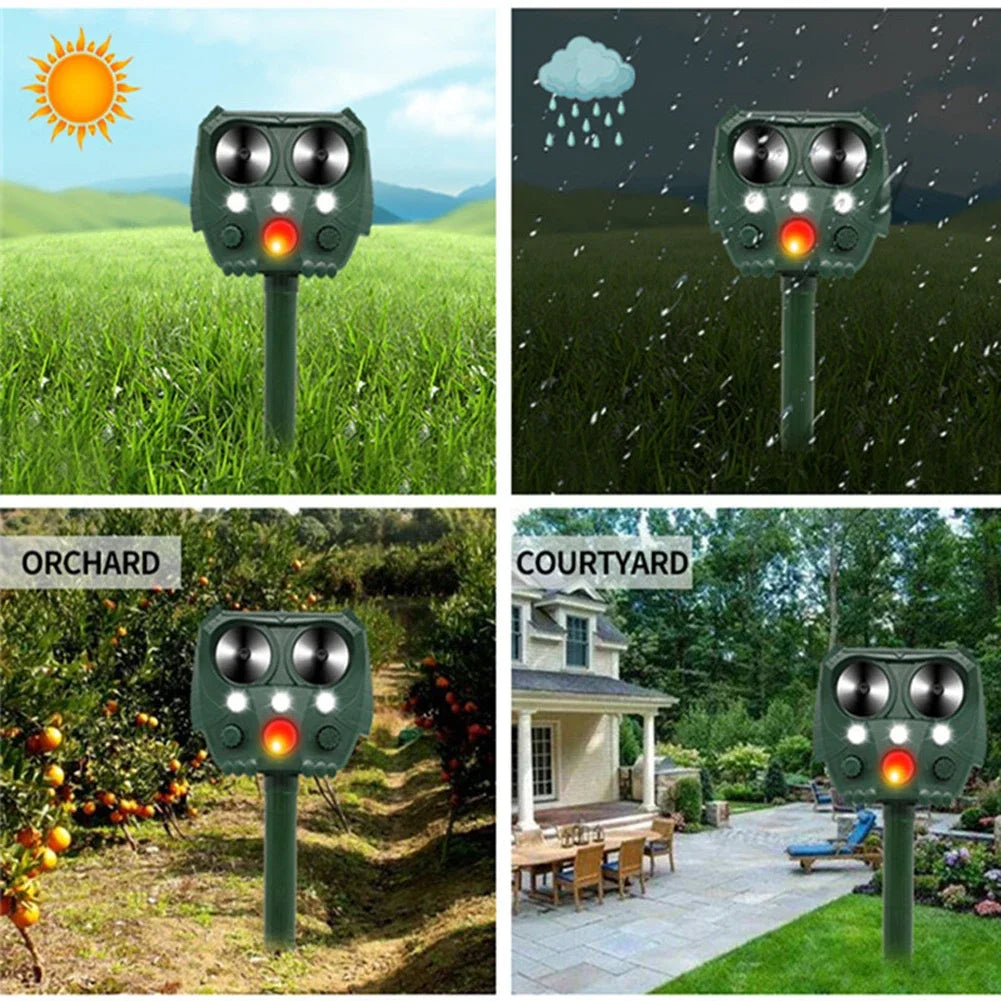 BowLift | Solar Ultrasonic Animal Repeller with PIR Sensor and Flashing Light – GuardPet