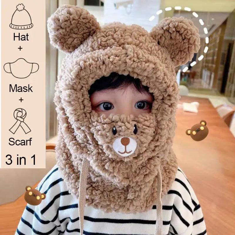 BowLift | Plush Warm Bear Winter Scarf Mask