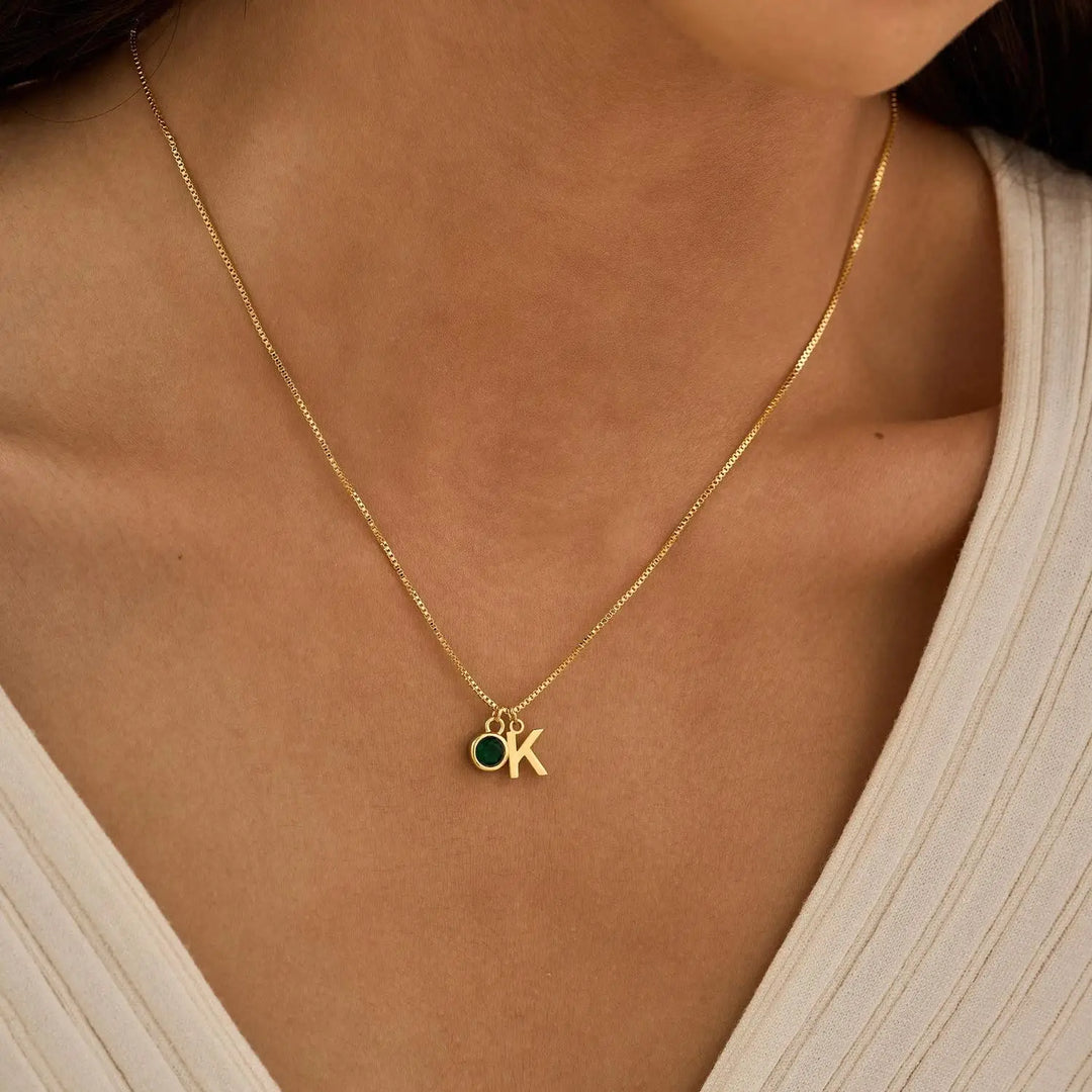 BowLift | Dainty Initial & Birthstone Necklace