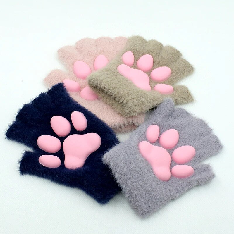 BowLift | 3D Cat Paw Soft Fingerless Gloves