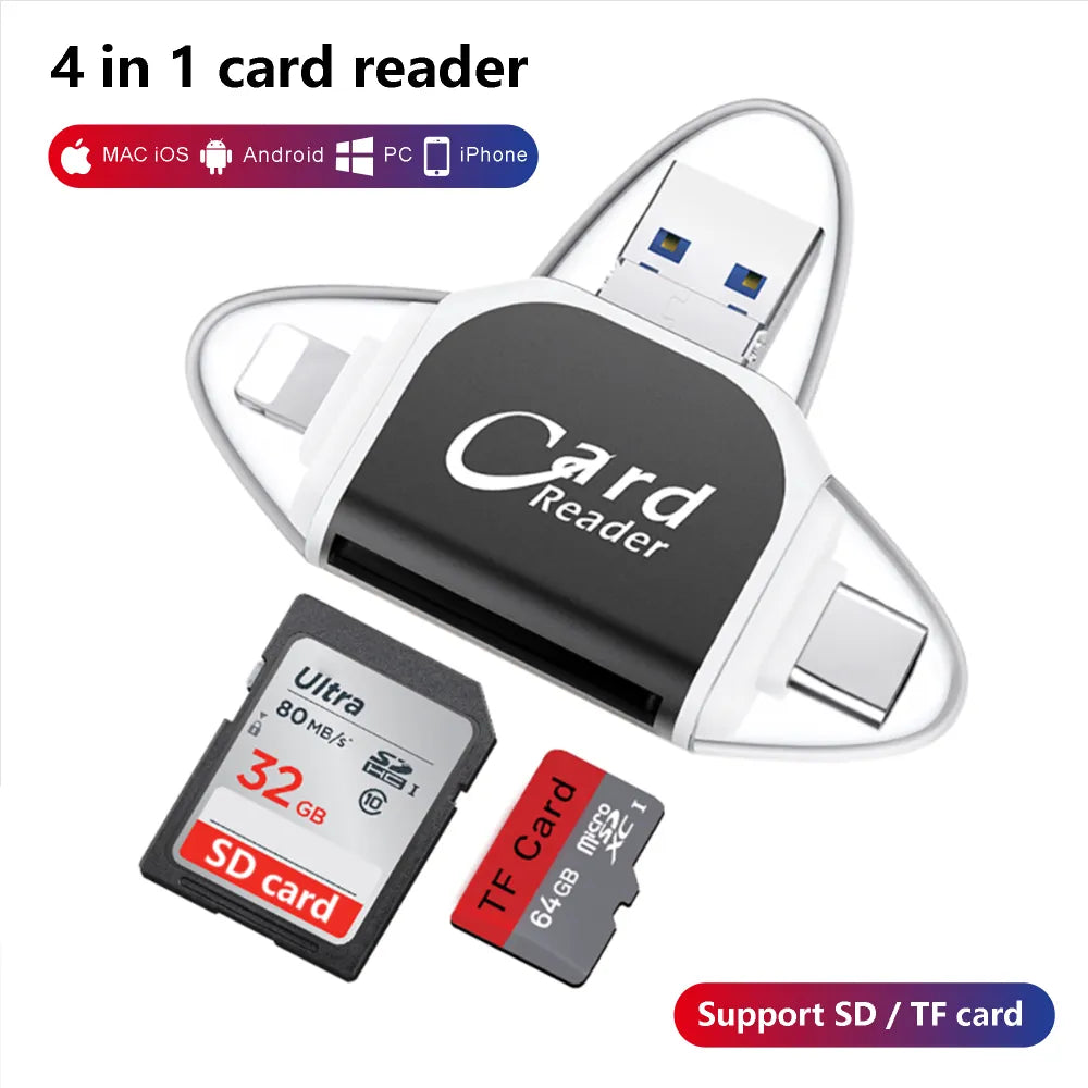 BowLift | Multi-Port 4in1 Universal SD TF Card Reader