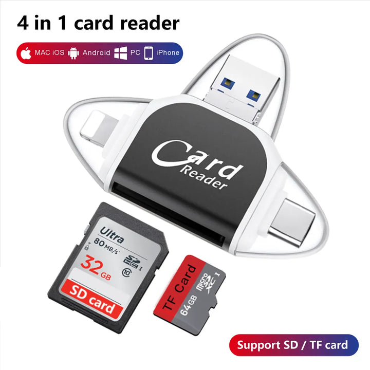 BowLift | Multi-Port 4in1 Universal SD TF Card Reader