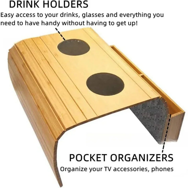 Minimalist Bamboo Sofa Armrest Organizer | Bowlift