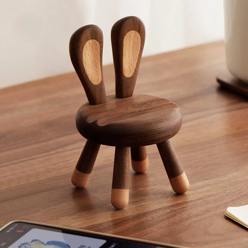 BowLift | Minimalist Wooden Rabbit Phone Holder