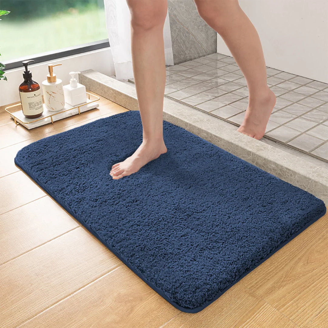 Long-Hair Bath Mat with Absorbent Surface and Non-Slip Backing