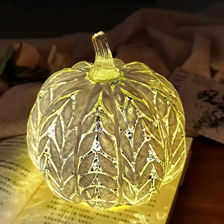 BowLift | Aurelia Glow Glass Pumpkin Decoration | Starry Sky Design | LED & Timer Function | Autumn & Halloween