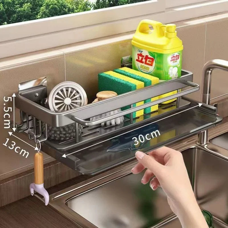 Aluminum Kitchen Shelf | Self-Emptying Sink Shelf – No Drilling Required Bowlift