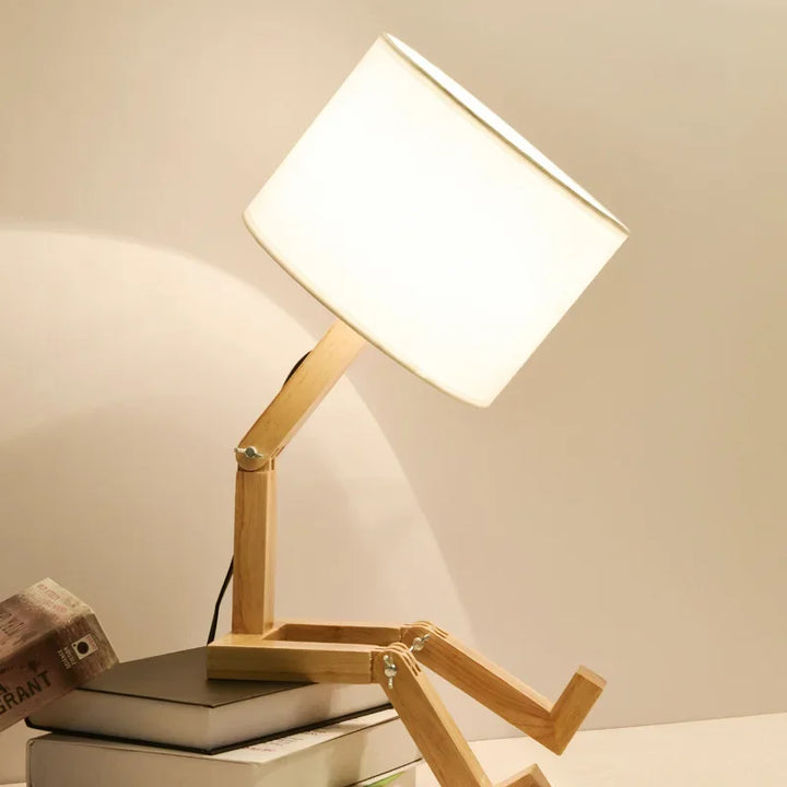 Elegant Wooden Table Lamp with Book Compartment Bowlift