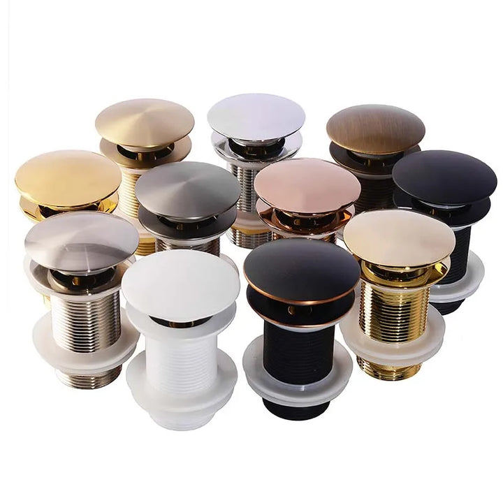 Drain screw with push-down popup – brass | 11 colors | With or without overflow Bowlift