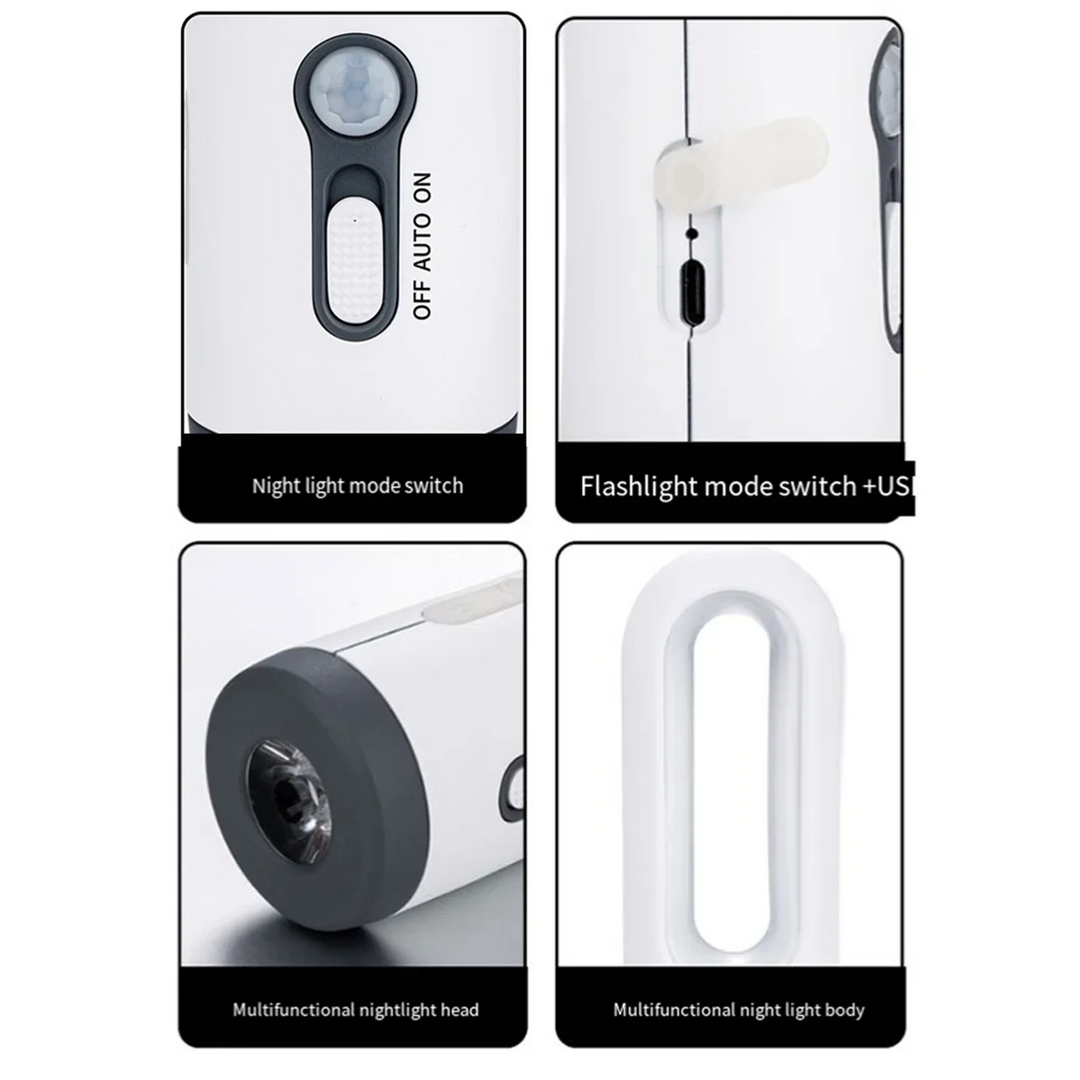 BowLift | LED night light with motion sensor | 2-in-1 night light & flashlight | Rechargeable & emergency light | Twilight sensor