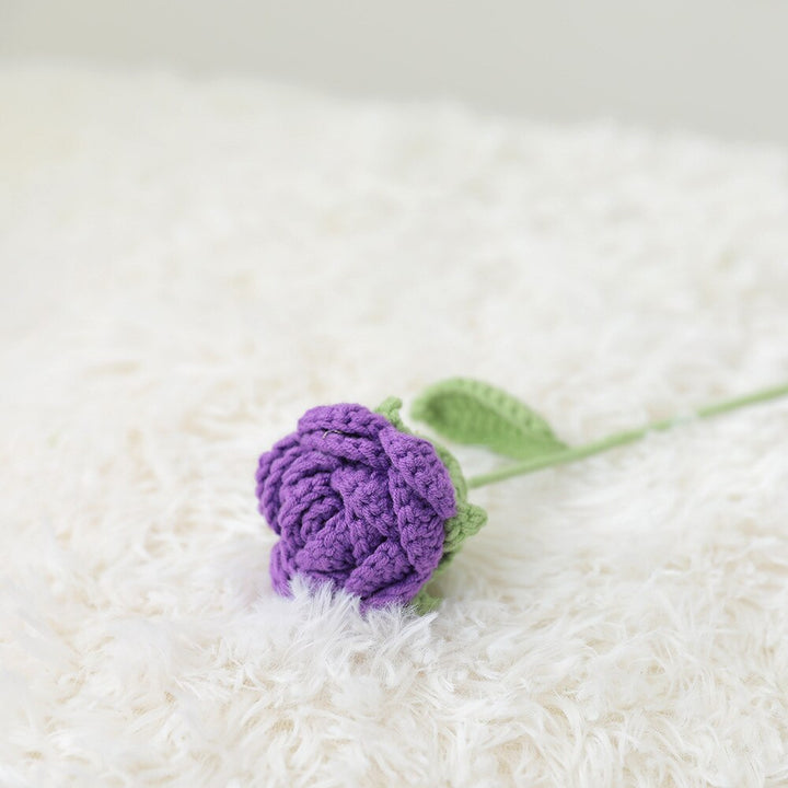Hand-knitted rose bouquet