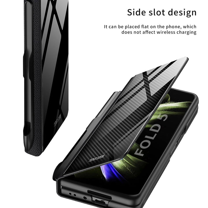 BowLift | Shockproof Armor Case Glass Cover Stand Insert Card Leather Case for Samsung Galaxy Z Fold 5/4