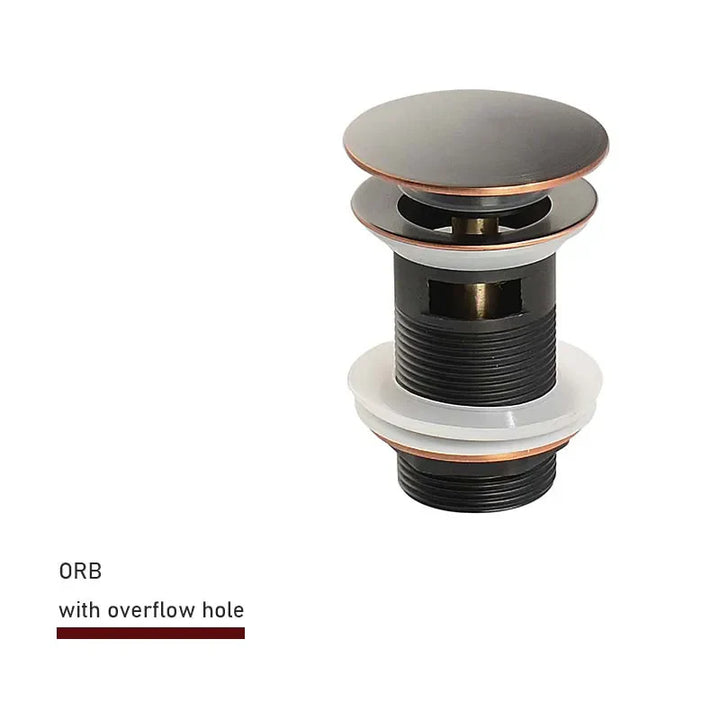 Drain screw with push-down popup – brass | 11 colors | With or without overflow Bowlift
