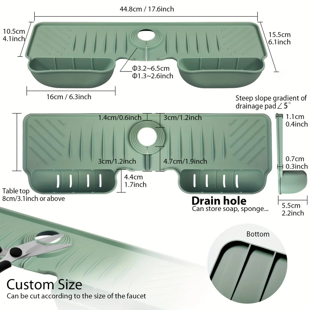 BowLift | SilDry Dish Mat | Non-slip & Mold-free | Heat-resistant Silicone Draining Mat for Sink & Faucet | Foldable & Dishwasher-safe