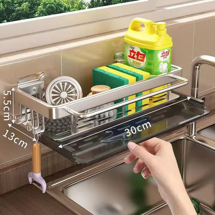 Aluminum Kitchen Shelf | Self-Emptying Sink Shelf – No Drilling Required Bowlift