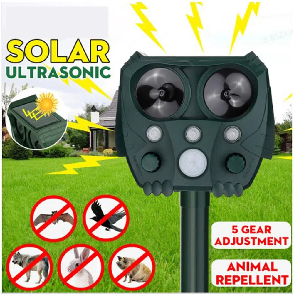 BowLift | Solar Ultrasonic Animal Repeller with PIR Sensor and Flashing Light – GuardPet