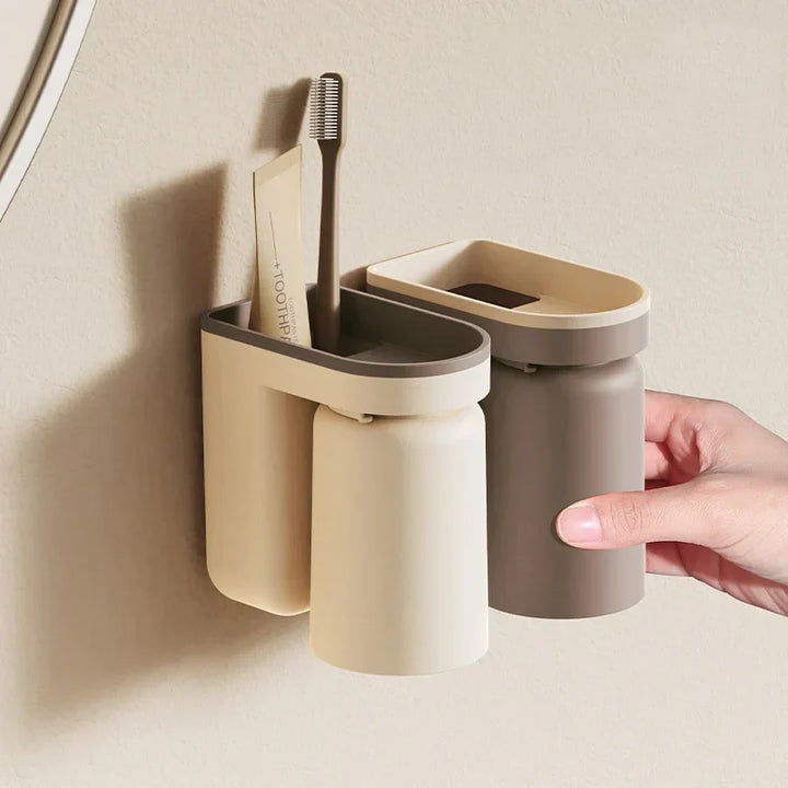 DuoClean 2-in-1 Wall Mount for Toothbrush and Cup – Clever Storage Without Drilling Bowlift