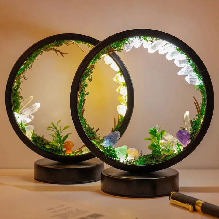 BowLift | Elegant night light - Round frame - Green crystals - Chic decoration