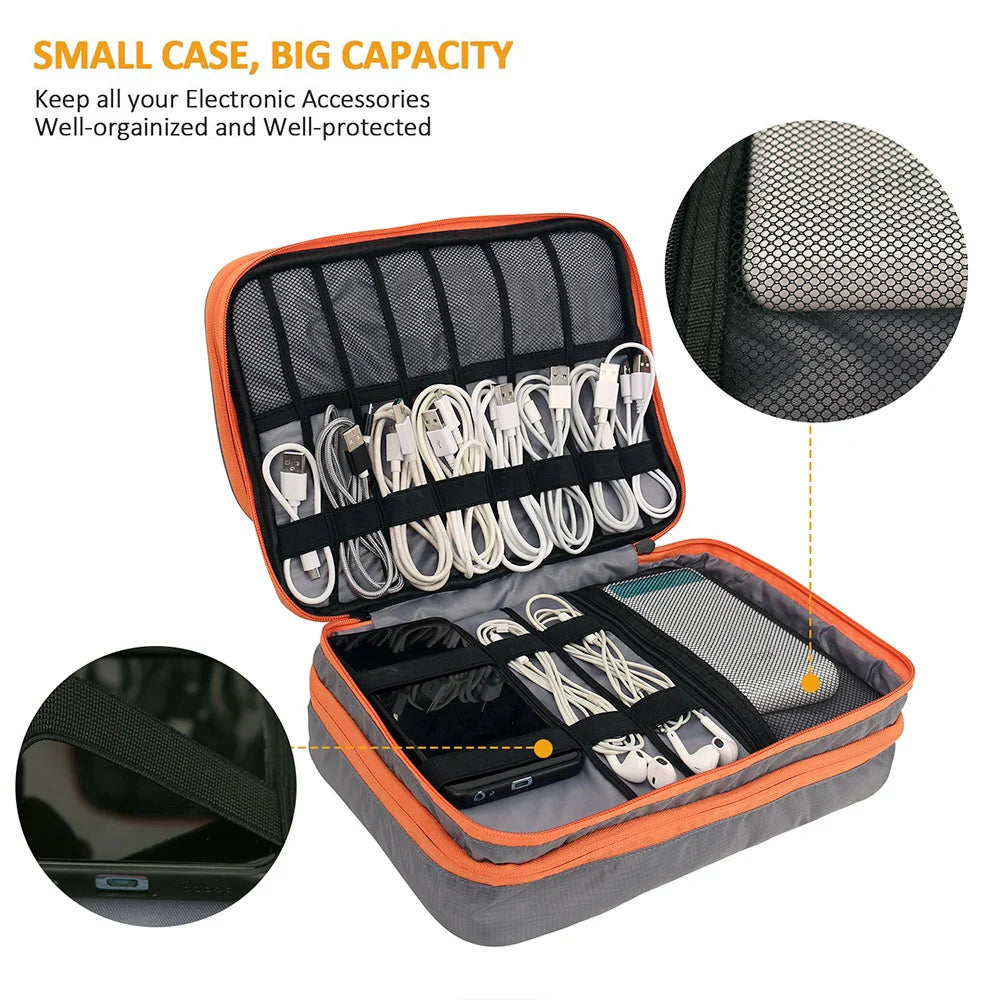 BowLift | Electronics Organizer TECHNIVO LayerPro | 3-Layer Cable Bag | Waterproof & Large Volume | For iPad, Chargers & Accessories