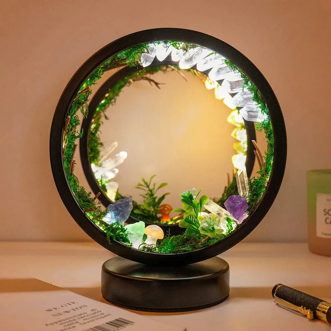 BowLift | Elegant night light - Round frame - Green crystals - Chic decoration