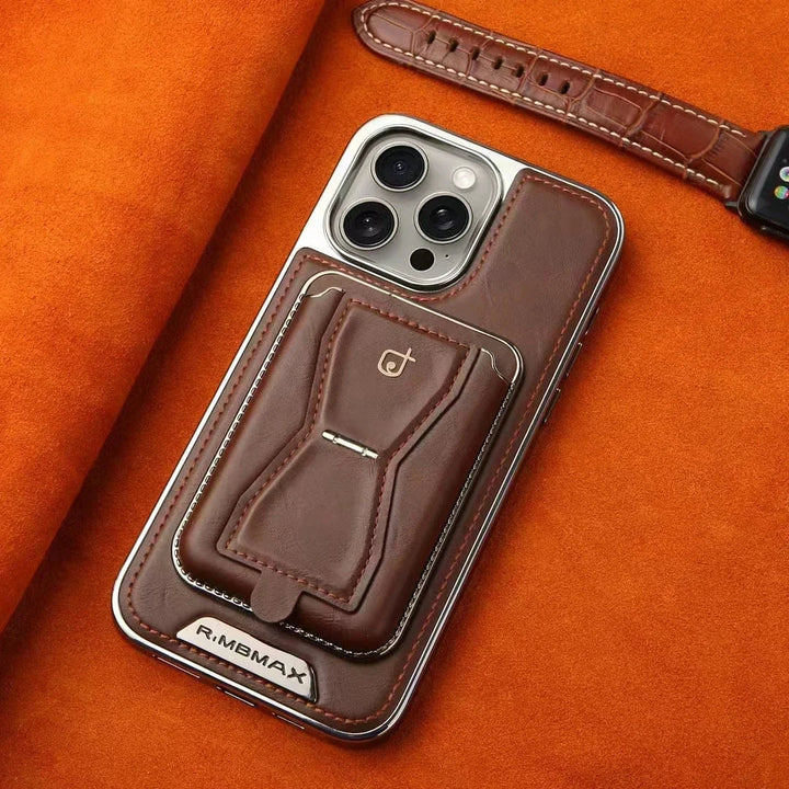 BowLift | Lux Hold Leather Wallet Stand iPhone Case