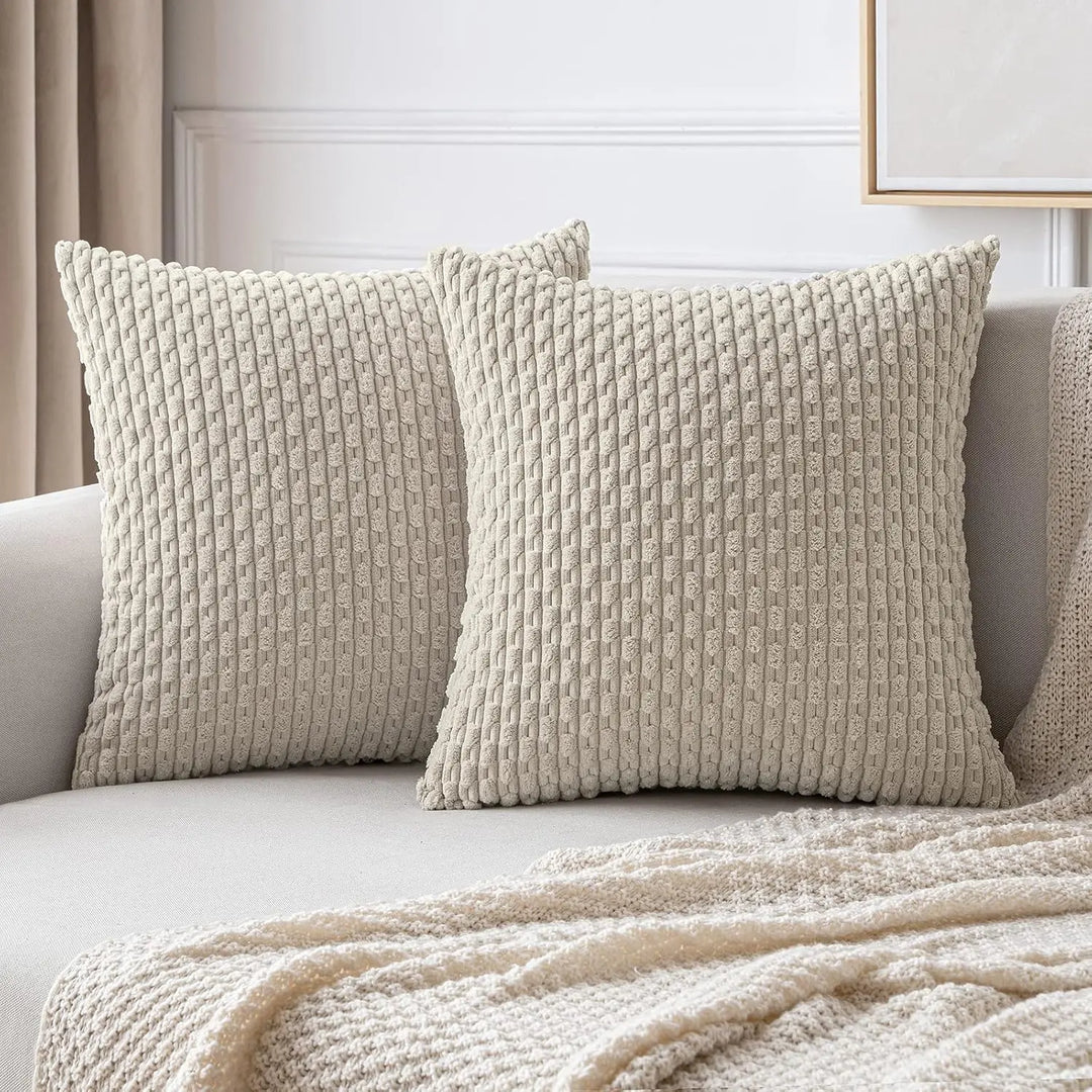 BowLift | Boho Ribbed Corduroy Cushion Cover – Stylish Striped Decorative Pillowcase for Sofa or Bed
