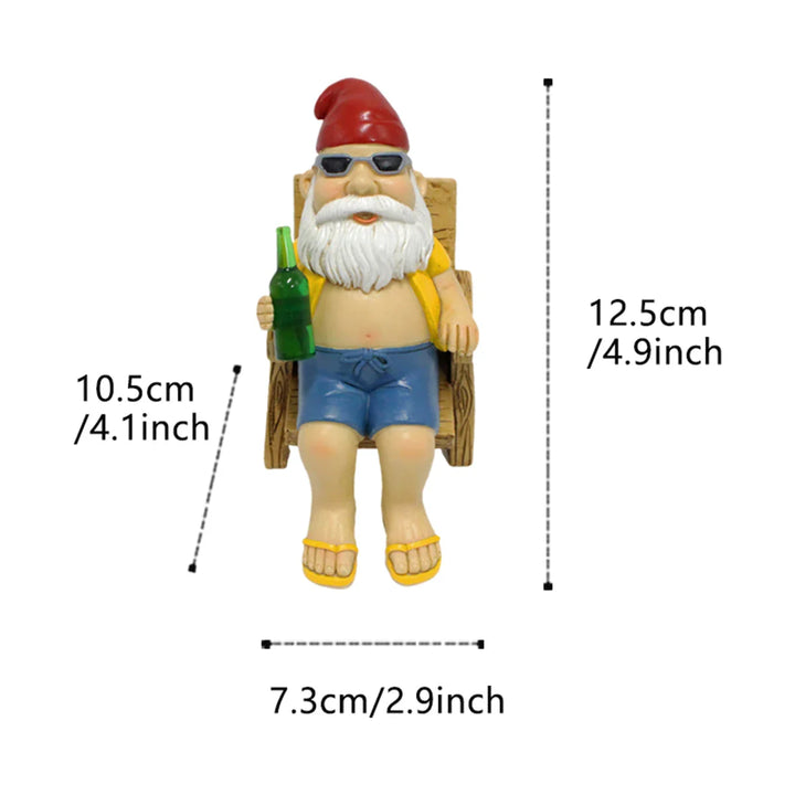 BowLift | Sunbathing Gnome Statue made of Resin with Lounger for Garden Decoration