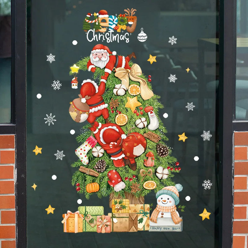 BowLift | LumiFrost | Christmas Window Stickers 2025 | Santa Claus & Christmas Tree | Removable Window Stickers for Glass & Walls | Festive Decor for Christmas & New Year