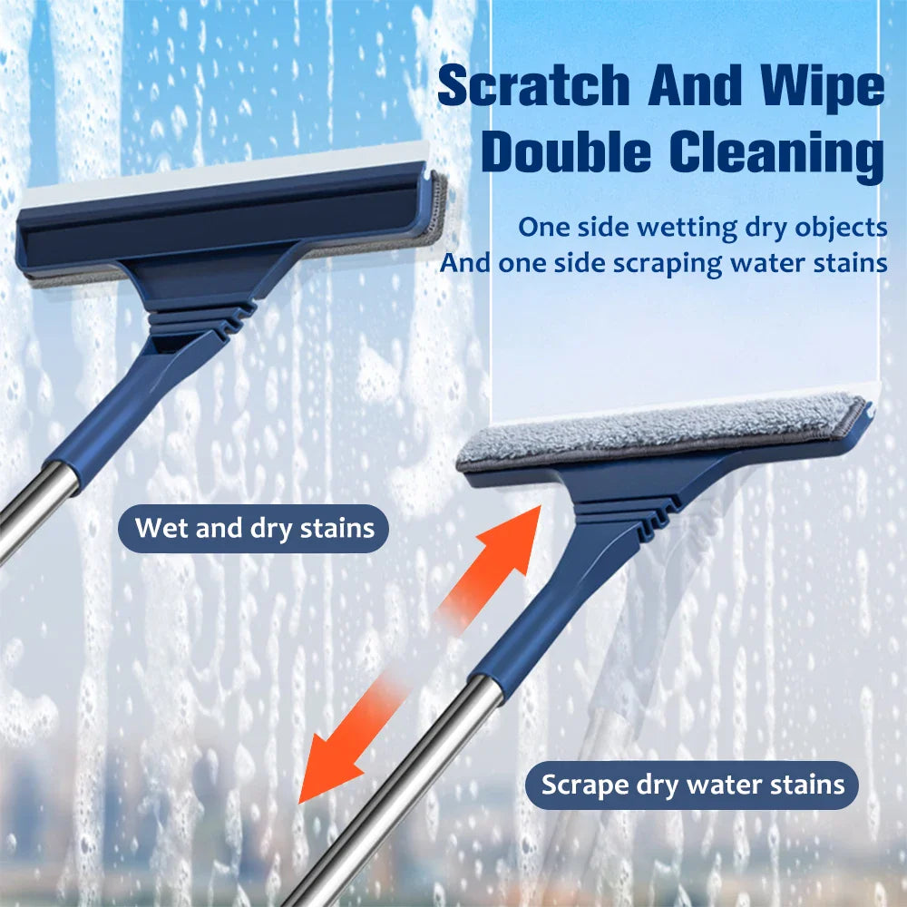 BowLift | FensterFlex 2-in-1 Window Cleaner | Adjustable Telescopic Handle | Squeegee & Microfiber Mop | For Windows, Glass & Frames