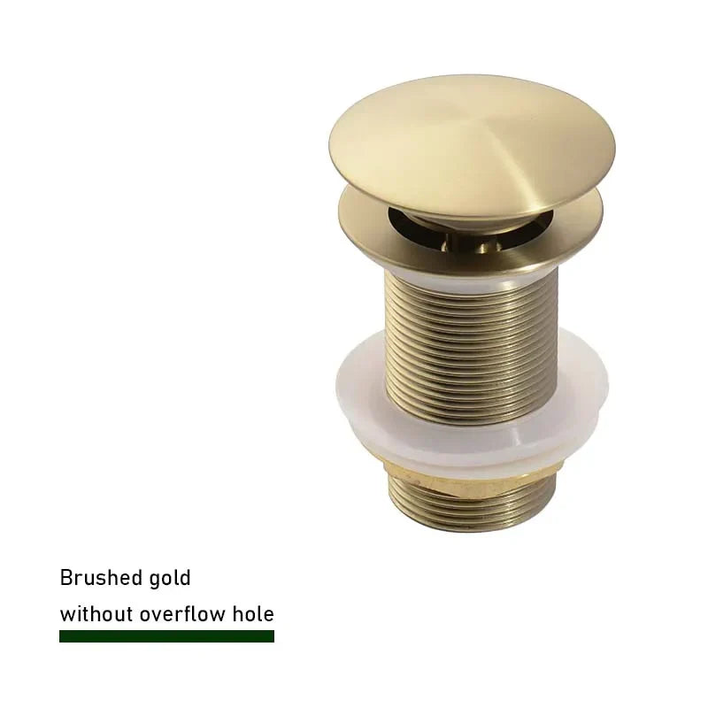 Drain screw with push-down popup – brass | 11 colors | With or without overflow Bowlift