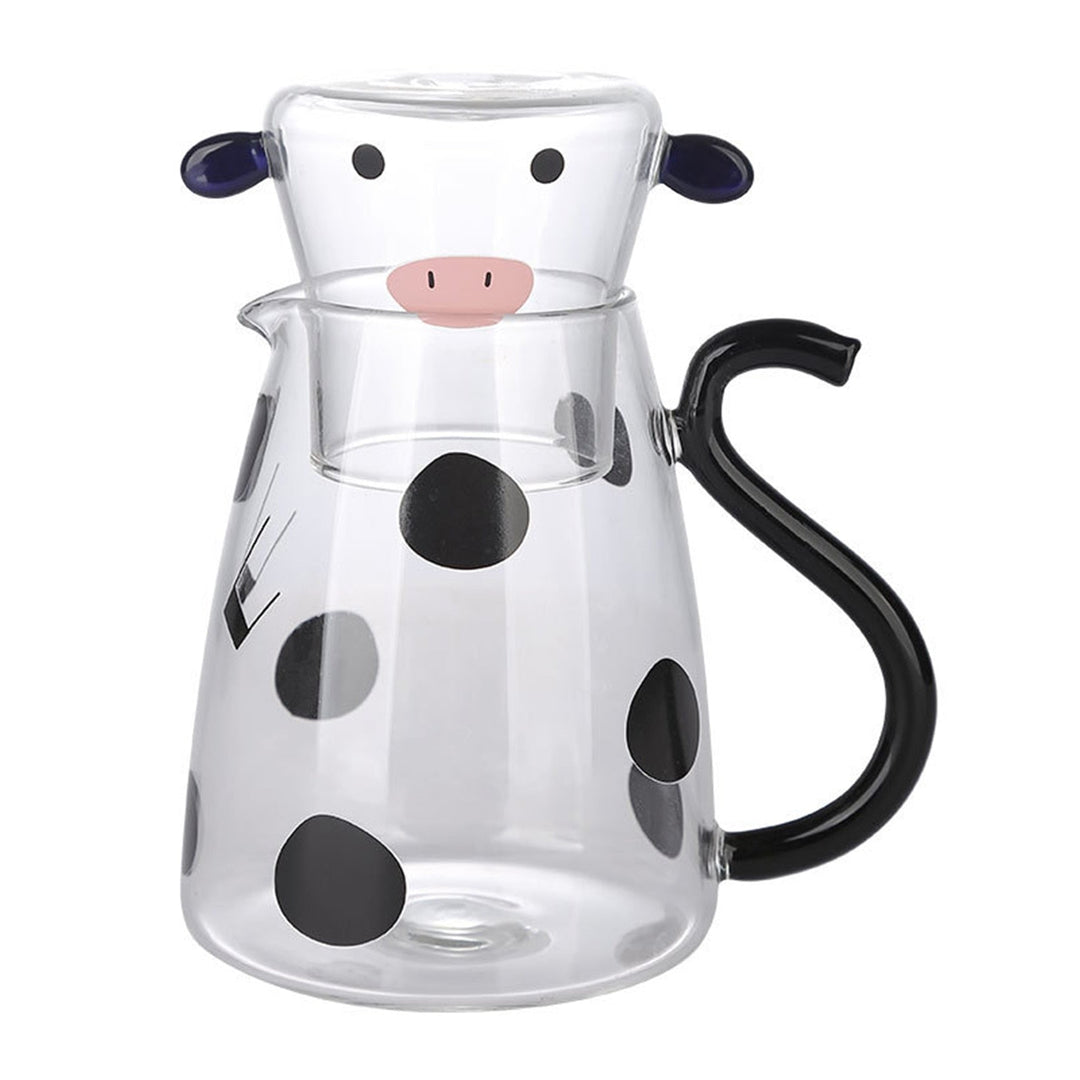 Cute cow glass jug with cup