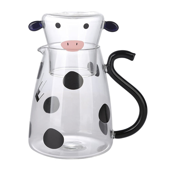 Cute cow glass jug with cup
