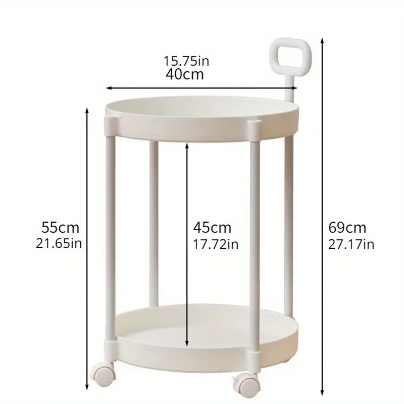 BowLift | 2-Layer Side Table on Wheels with Handle