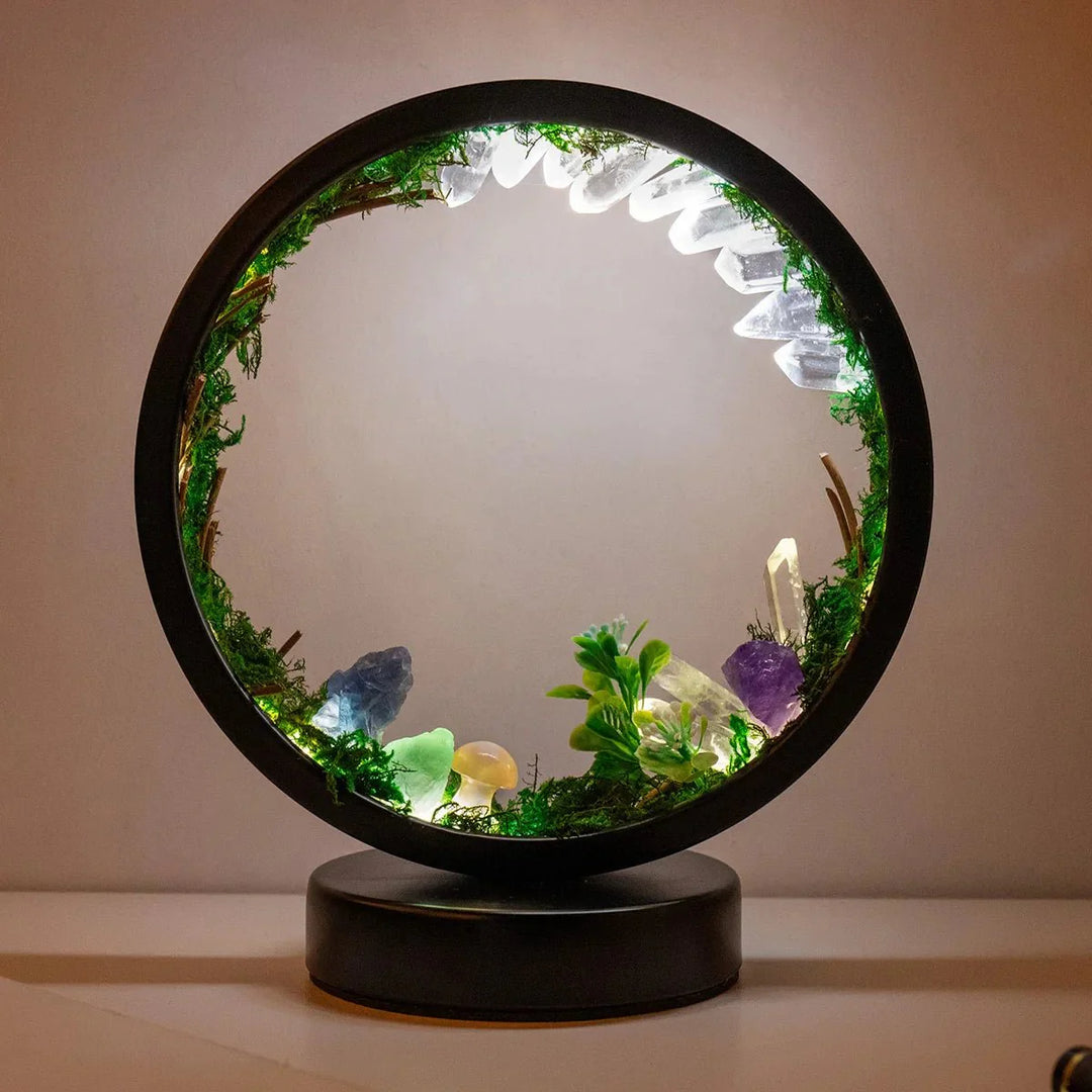 BowLift | Elegant night light - Round frame - Green crystals - Chic decoration