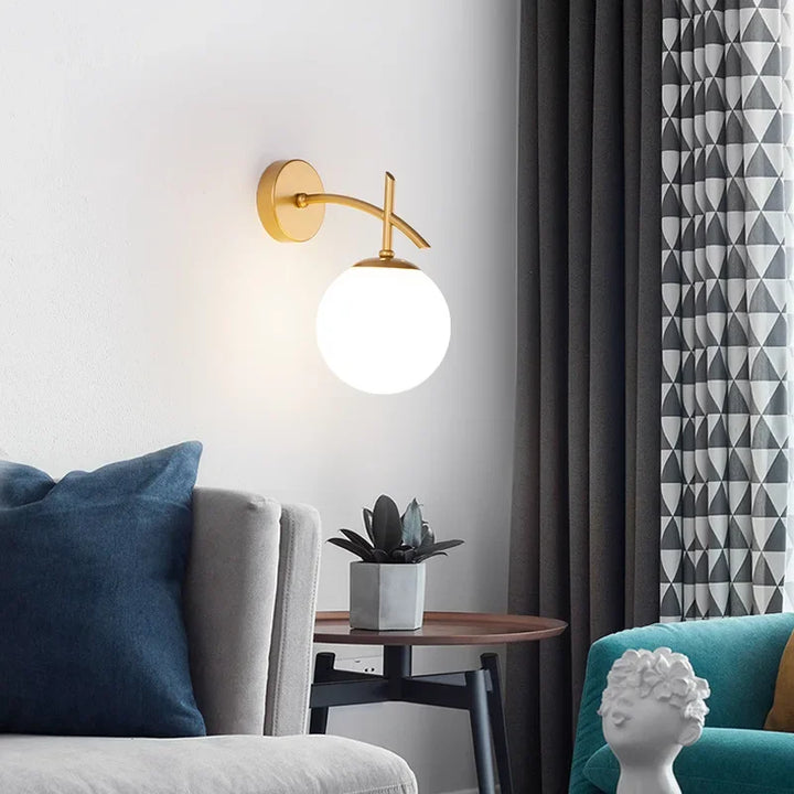 LumiSconce – Black Gold Glass Wall Lamp Bowlift
