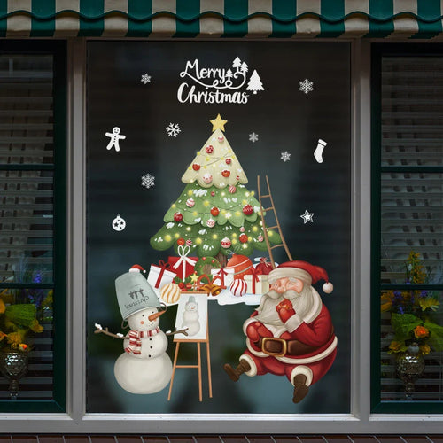 BowLift | LumiFrost | Christmas Window Stickers 2025 | Santa Claus & Christmas Tree | Removable Window Stickers for Glass & Walls | Festive Decor for Christmas & New Year