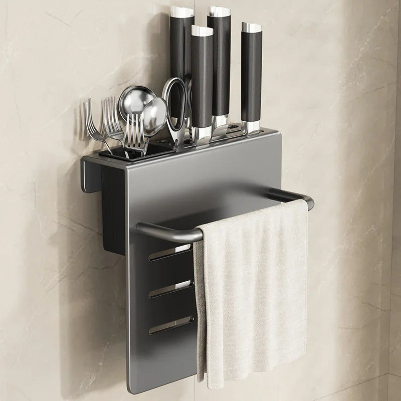 ChefSpace Wall-mounted Knife Holder with Cutting Board Storage – Stainless Steel Bowlift