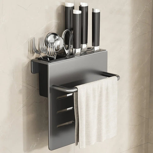 ChefSpace Wall-mounted Knife Holder with Cutting Board Storage – Stainless Steel Bowlift