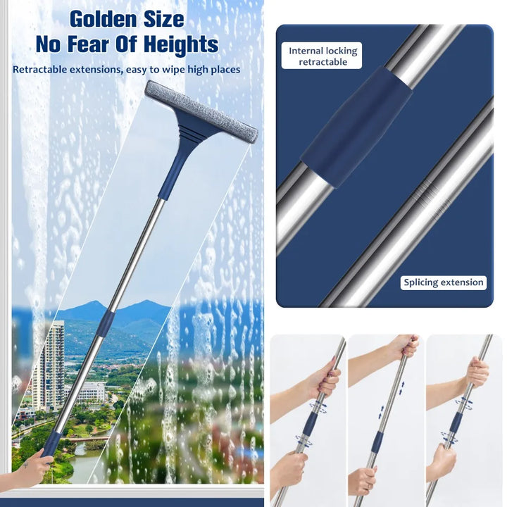 BowLift | FensterFlex 2-in-1 Window Cleaner | Adjustable Telescopic Handle | Squeegee & Microfiber Mop | For Windows, Glass & Frames